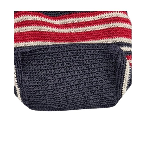 The Sak Crochet Tote Bag Striped Red White Blue Casual Purse - Picture 4 of 8